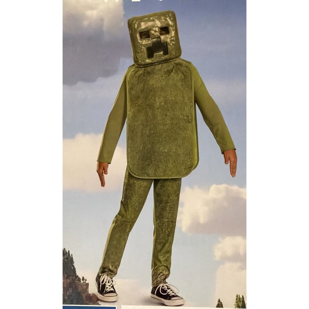Halloween Costume Jumpsuit & Mask Minecraft Movie CREEPER Girls Boys Small 6/7